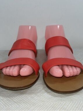 Women's Red Double-Strap Slide Sandals